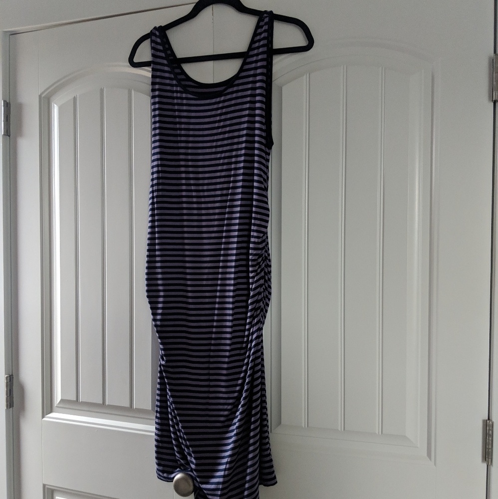 Stripped maternity midi dress